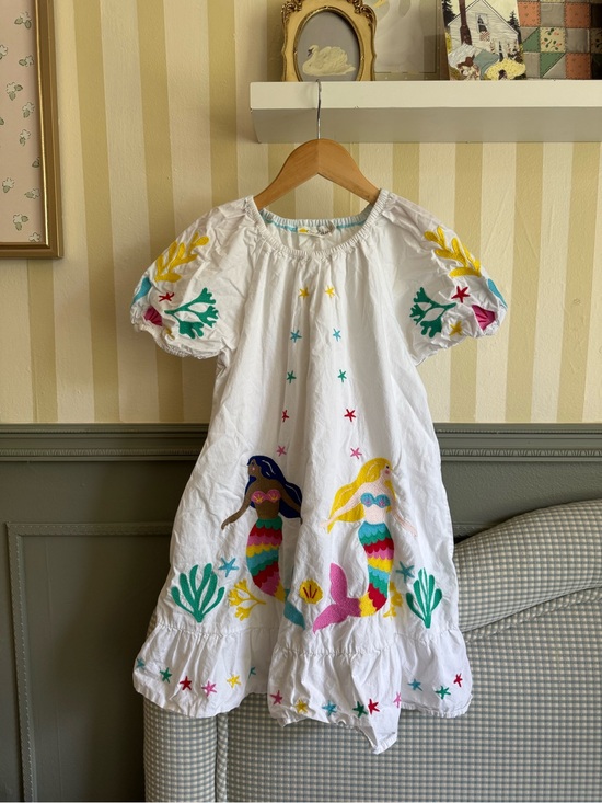 Mini Boden Other - Mini Boden White Kids Mermaid Embroidered Dress